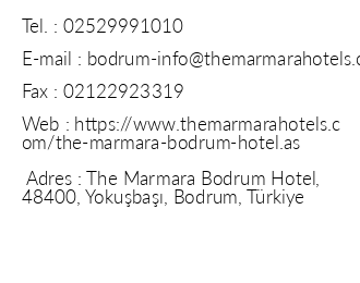 The Marmara Bodrum iletiim bilgileri